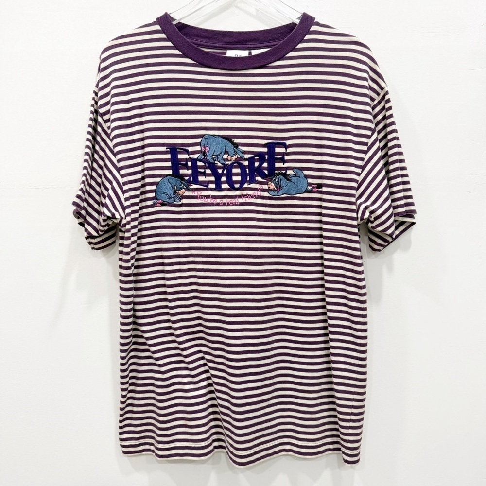 Vintage 90s The Disney Store Stripe Eeyore T-Shirt Purple Medium